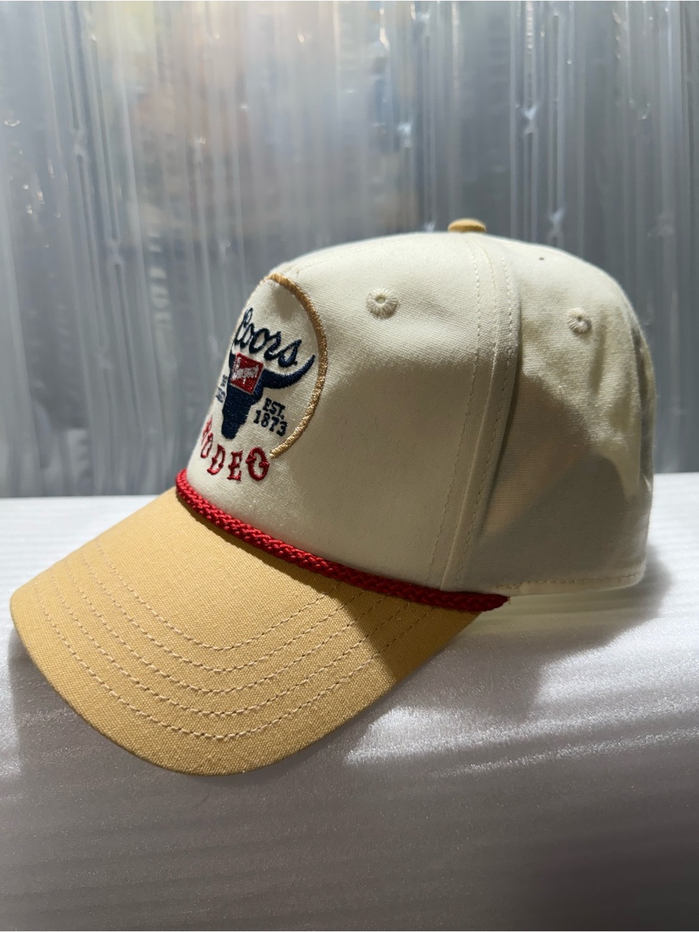 Coors Banquet Rodeo Snapback Cream Khaki Tan Cap Hat Vintage Style Rope-New